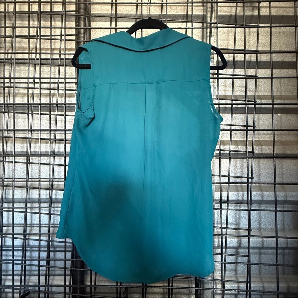 New York company Sleeveless Button-Front Blouse - Teal medium m chiffon A5 - Picture 5 of 5